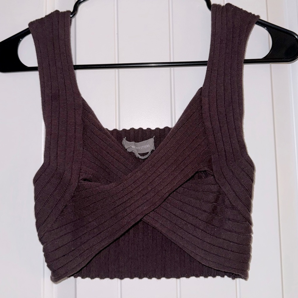 Urban Outfitters Knit Crop Top - Mauve/Brown